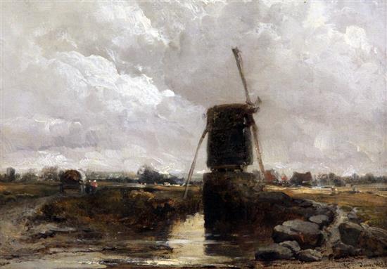 James Webb (1825-1895) Windmill in a landscape, 10 x 14in.